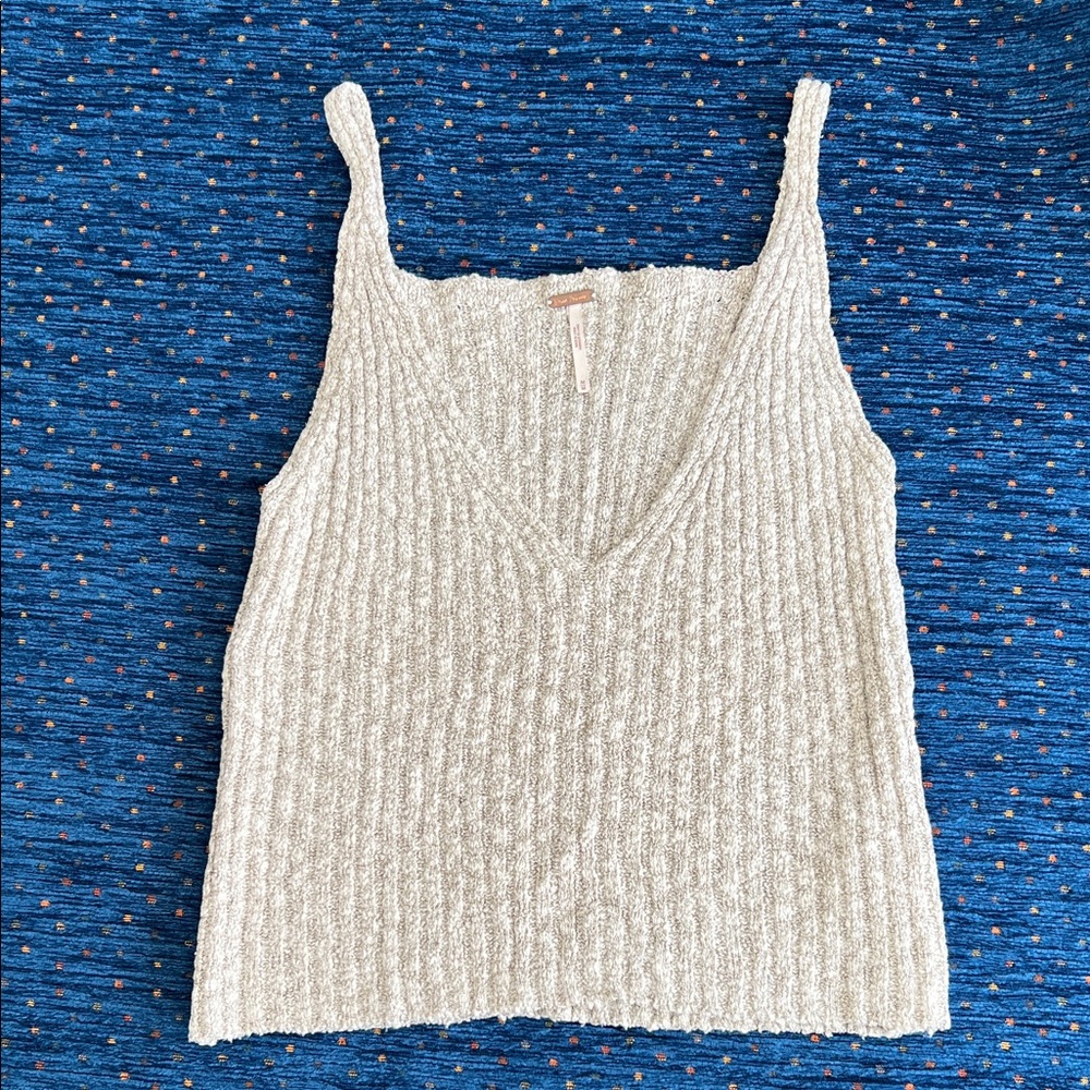 Free People Cream and tan Knit Camisole, size Medium